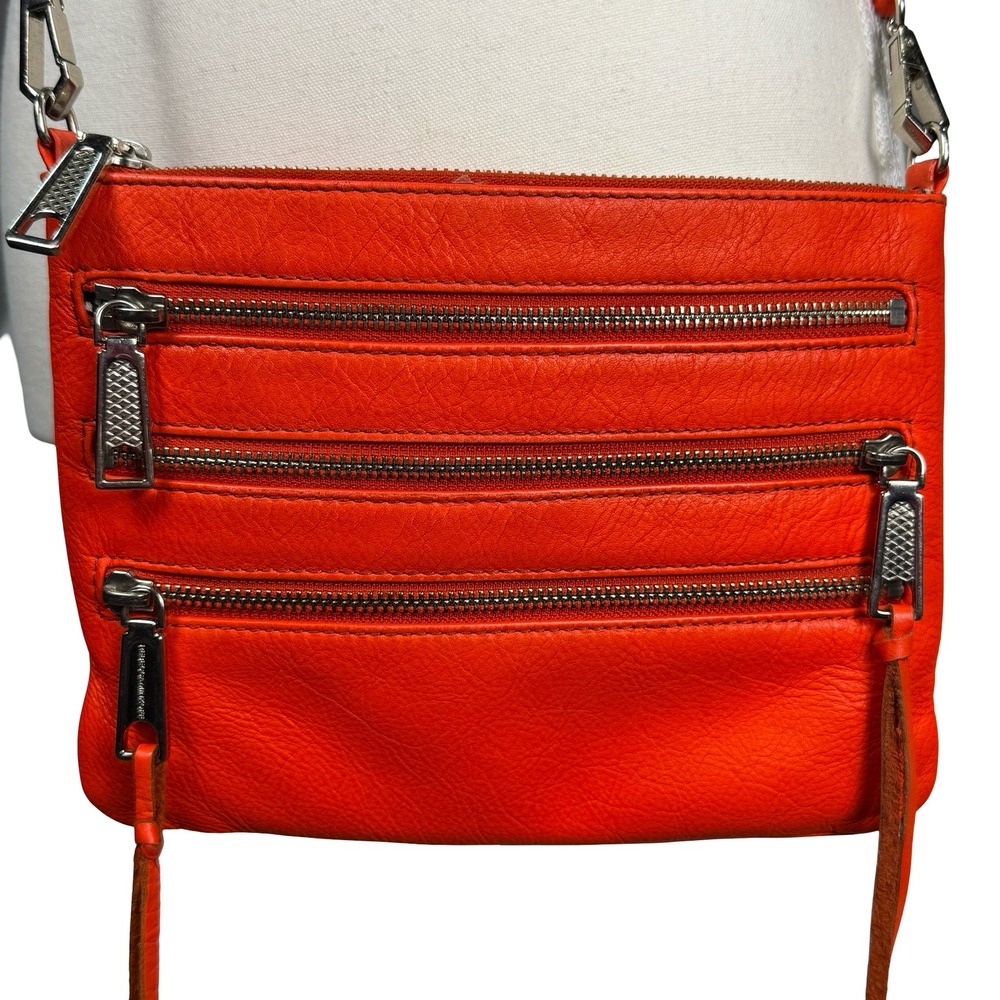 Rebecca Minkoff Red Leather Triple Zip Crossbody Bag Small Rock n‎ Roll Biker